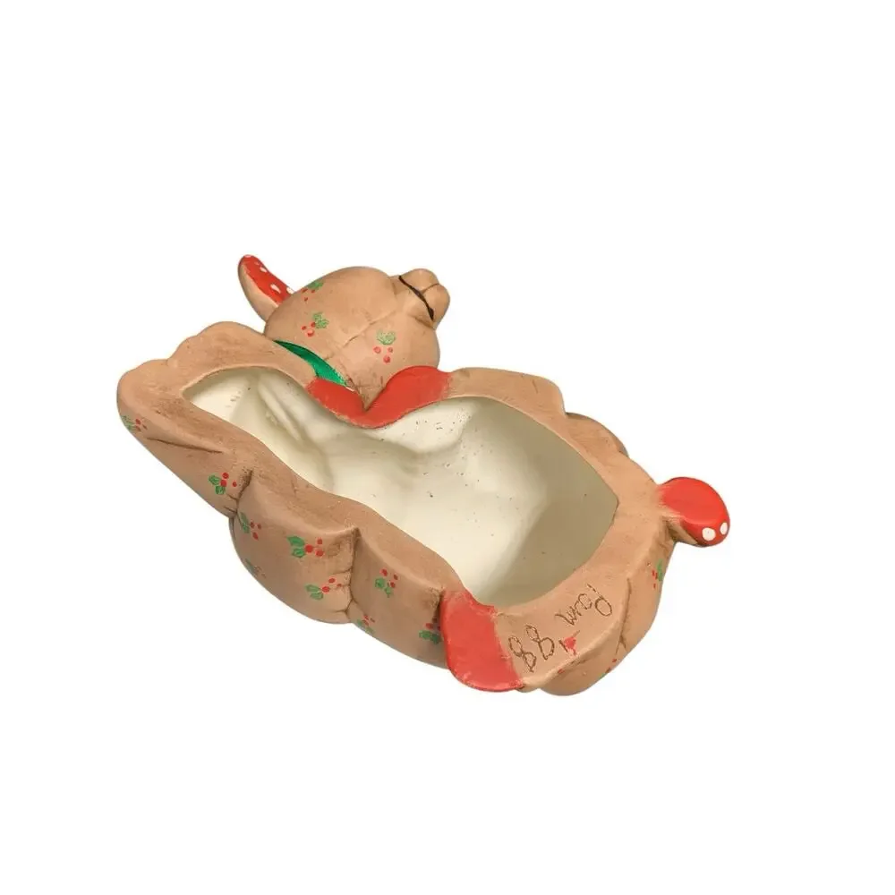 VTG 1980s Ceramic Quilted Reindeer Kimple‎ Figurine Sleeping Deer Christmas